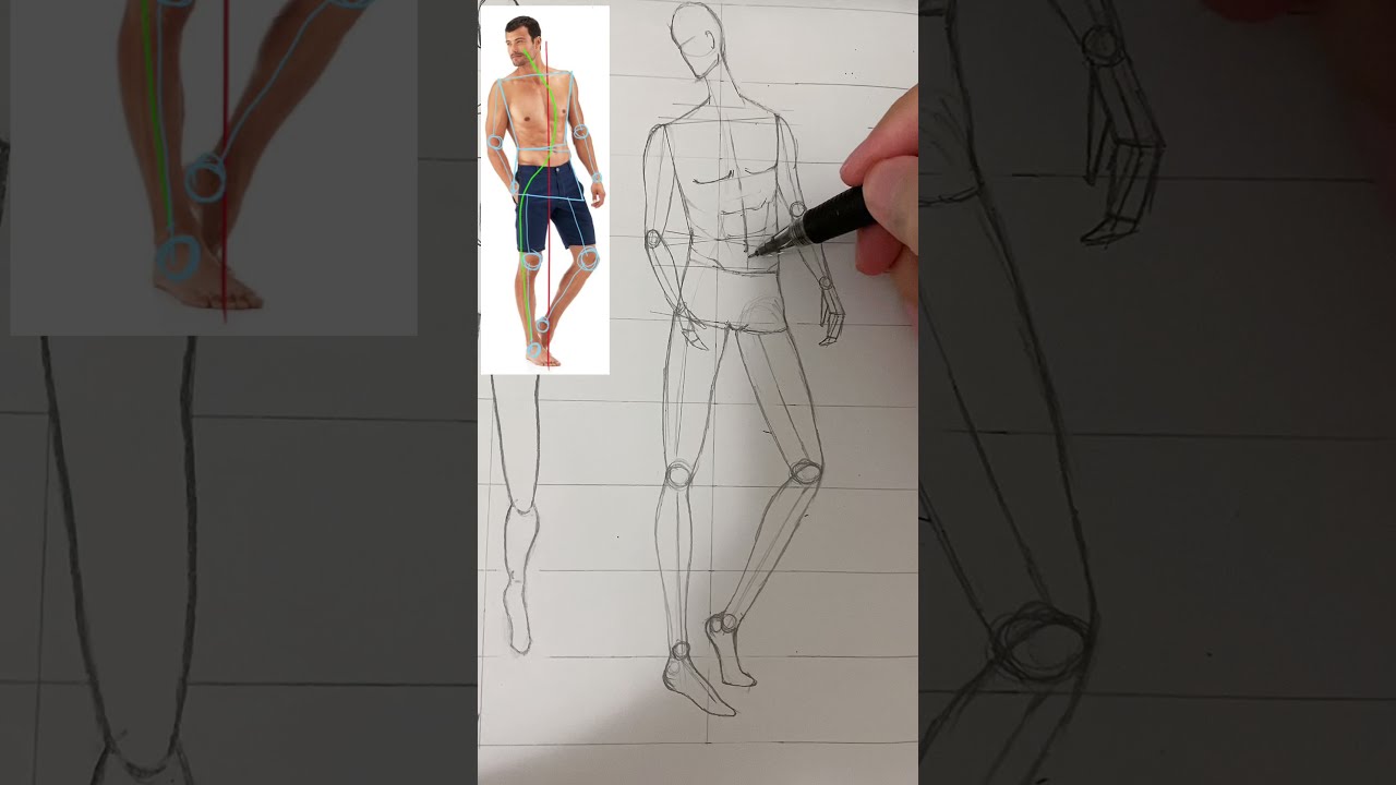 9 Heads Fashion Figure | Men Croquis | S Curve Poses