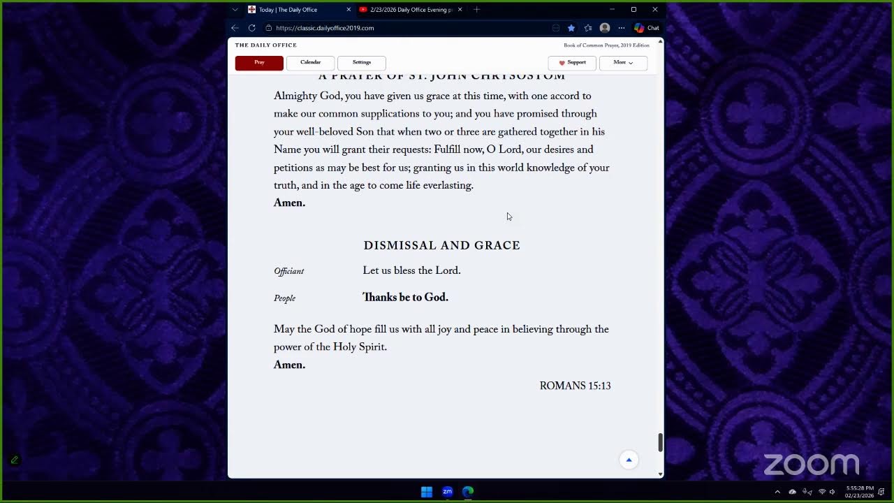 2/23/2026 Daily Office Evening prayer