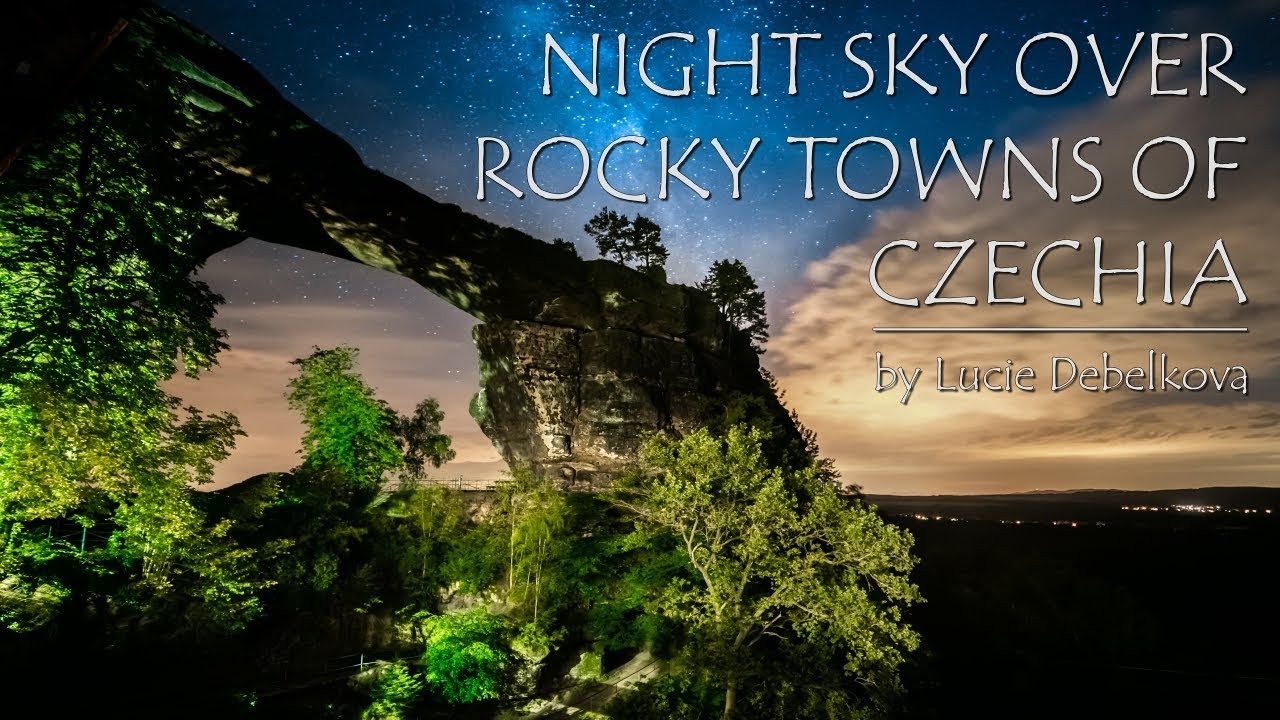 Night Sky over Rocky Towns of Czechia -Timelapse Video