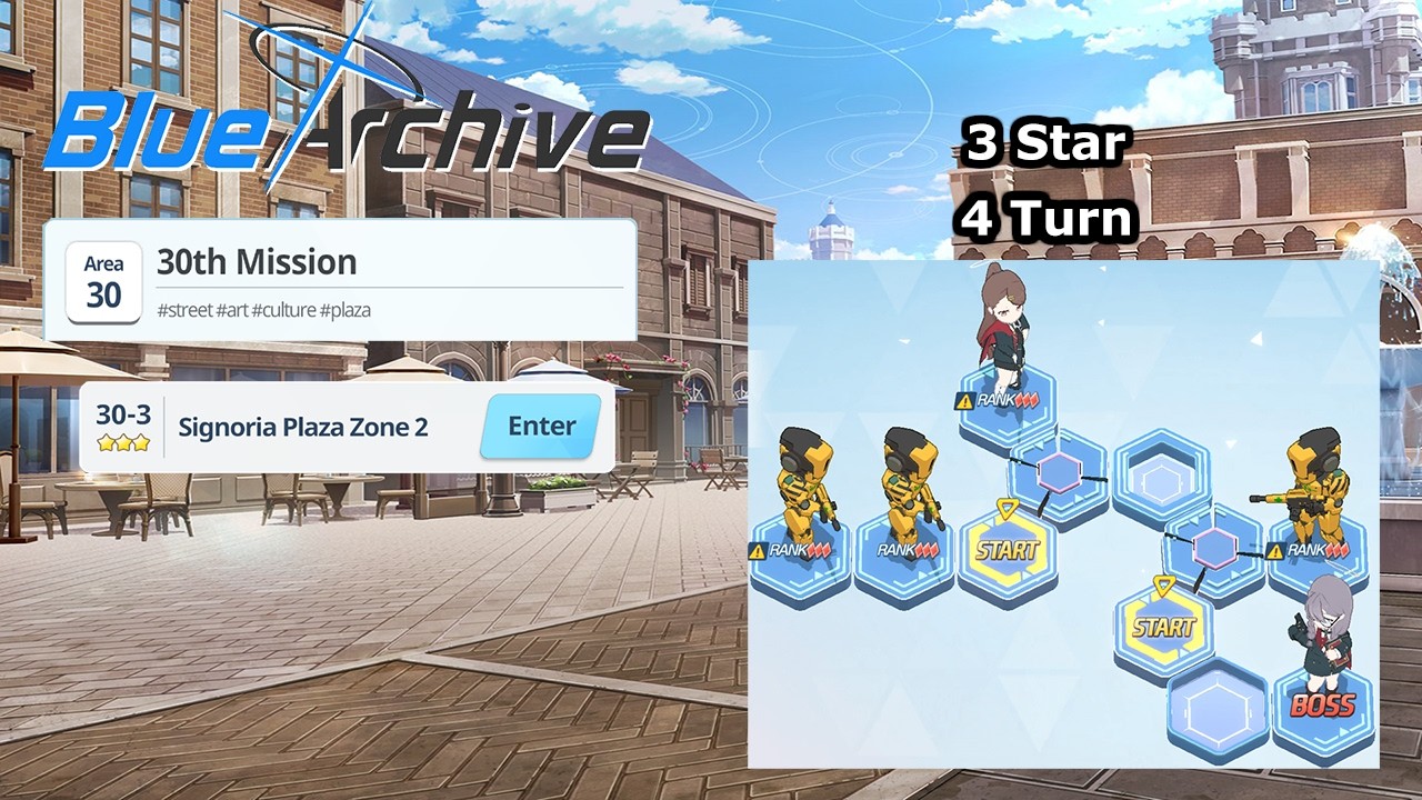 Blue Archive Global - Story Stage Normal 30-3 (3 Star & 4 Turn Clear)