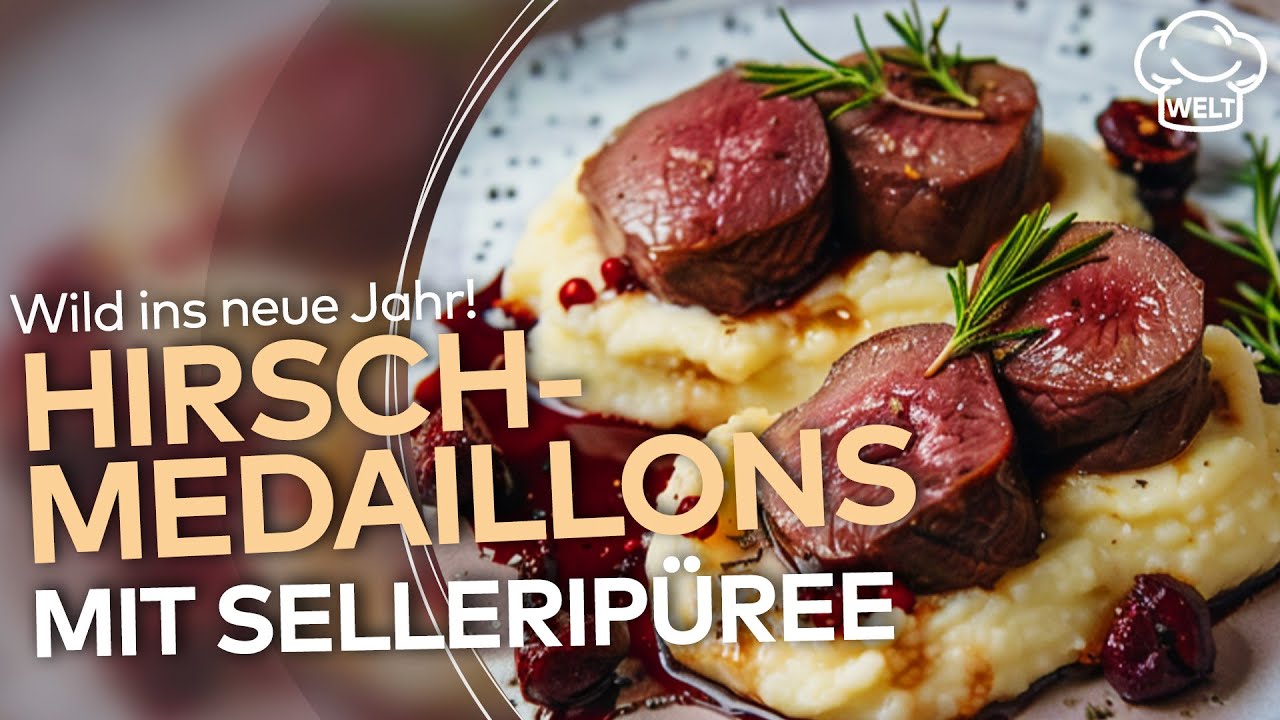 WILDFLEISCH: Zarte Hirschmedaillons mit cremigem Selleriepüree und Portweinsauce | WELT Rezepte