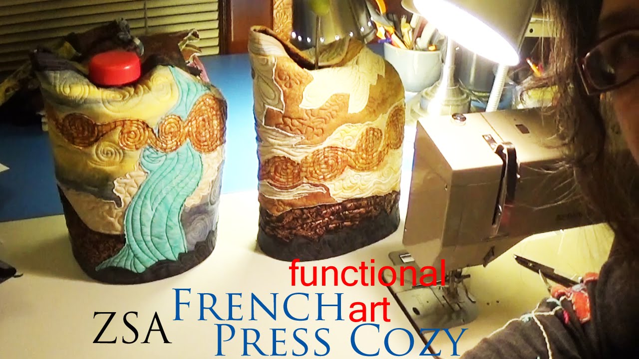 French Press Cozy functional art entirely by machine | ZSA Advanced Gift Project Tutorial