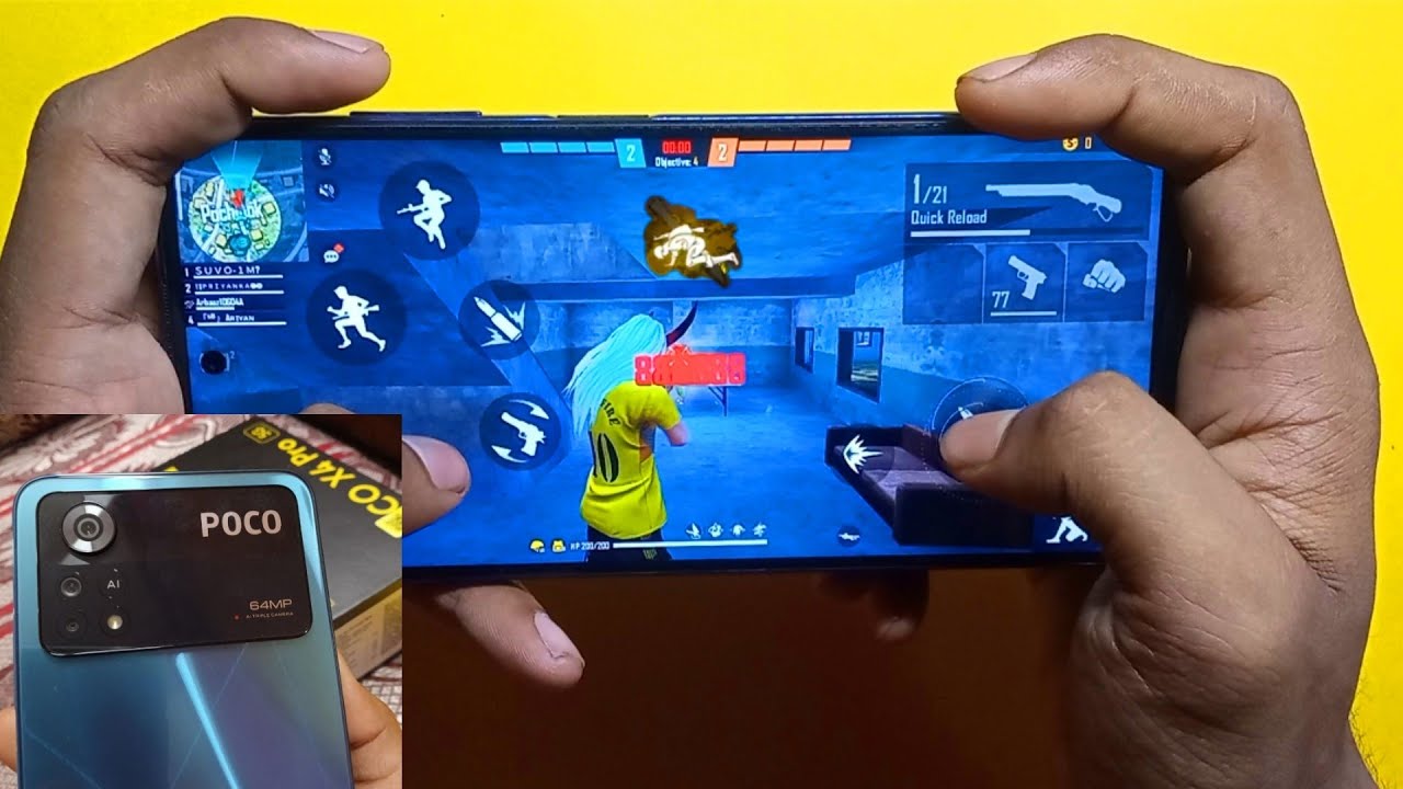 Poco x4 pro 5g Freefire Handcam gaming test, Max Dpi Setting, Snapdragon 695 5G, 5000 mah, (6, 64 )