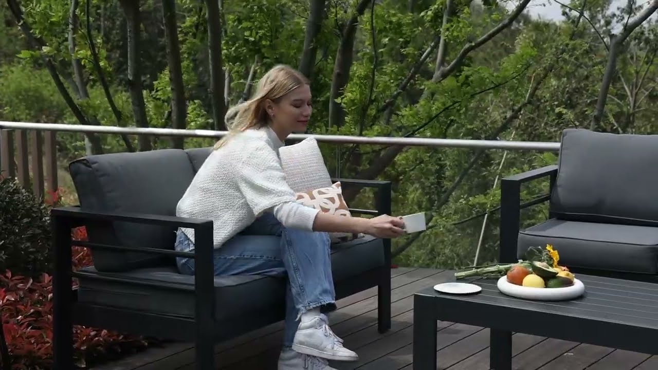 Gartenlounge Set aus Aluminium für 7 Personen Grau