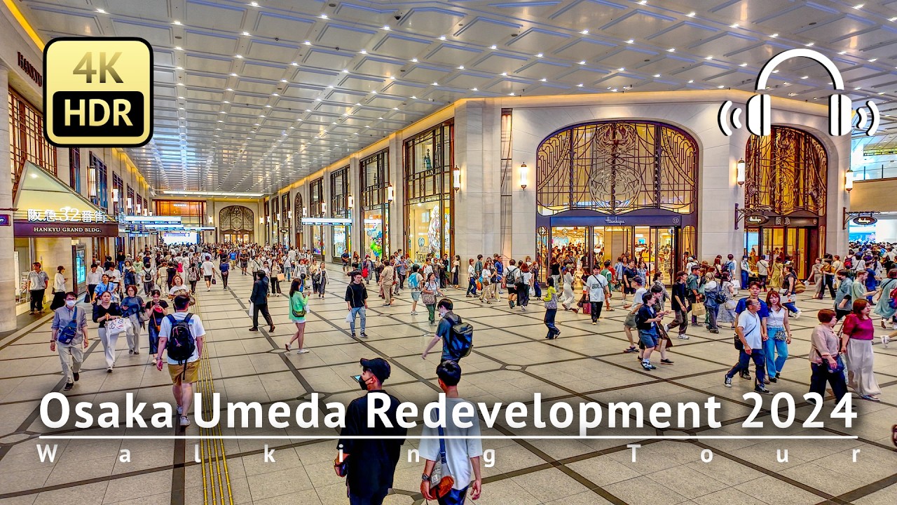 Transforming Osaka Umeda Redevelopment Walking Tour 2024 [4K/HDR/Binaural]