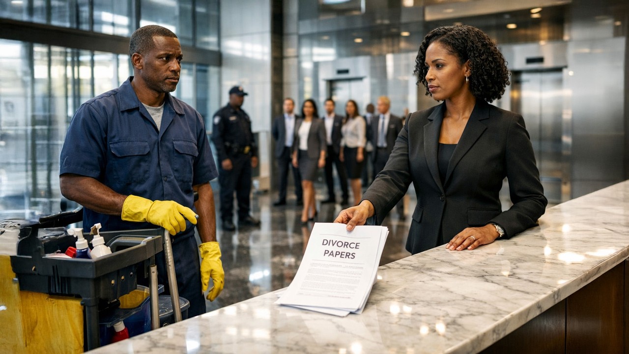 Unaware Her Janitor Husband Was The City’s Billionaire, She Served Divorce Papers At His Job...