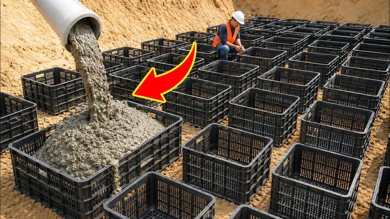 Amazing inventions of a 60-year-old plumber! Free energy source from plastic fruit crate/cement