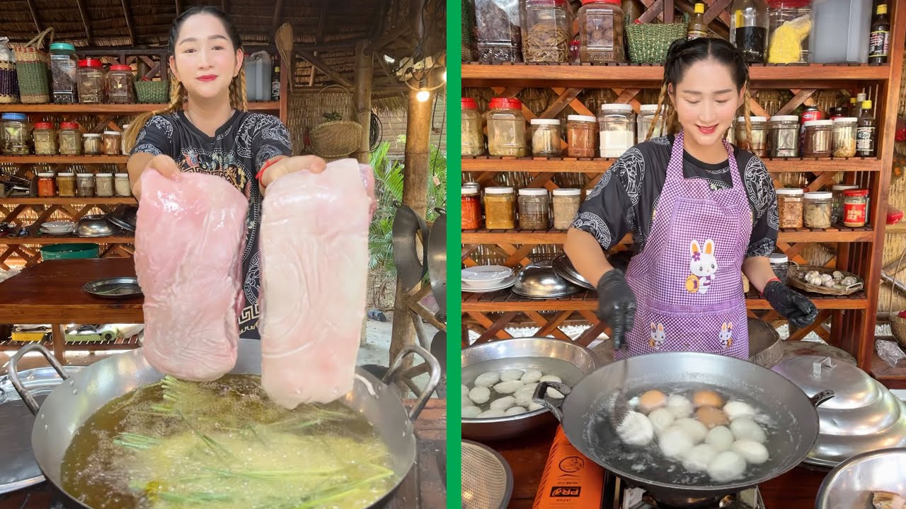 Fry pork belly and stew delicious recipe, Mommy Chef - Cooking with Sros
