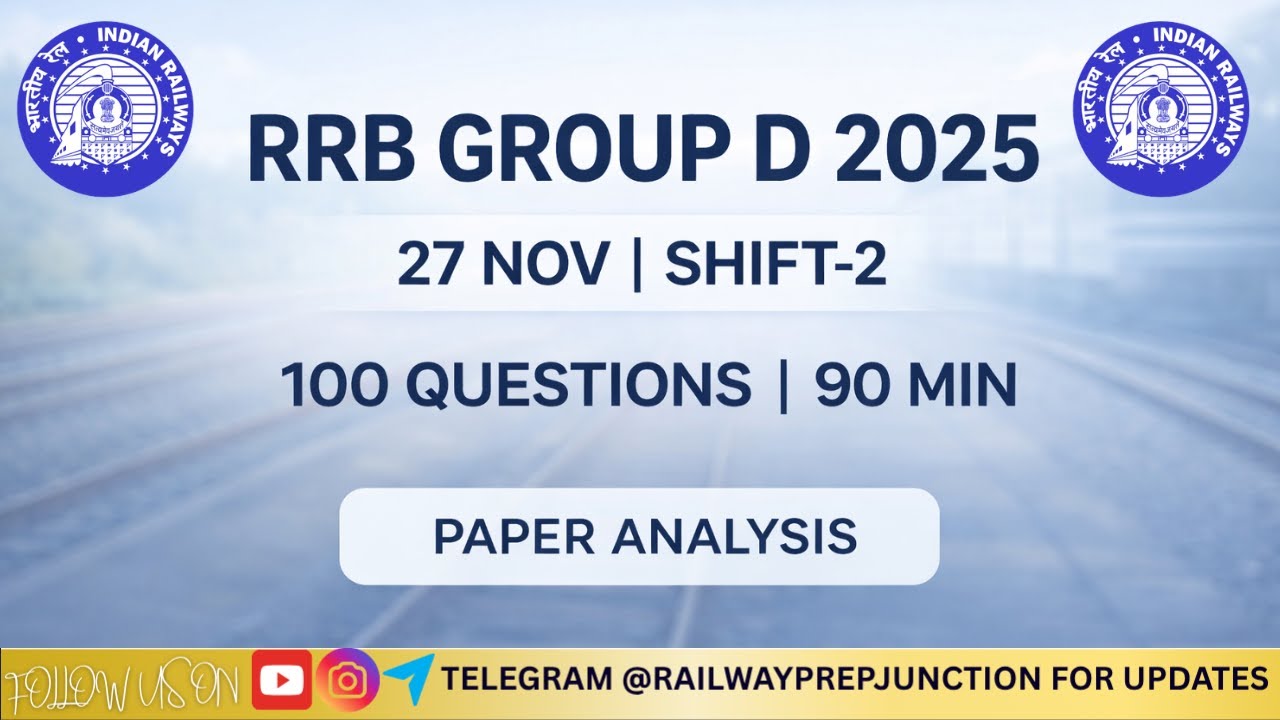 RRB Group D 2025 | 27 Nov Shift-2ND PYP | Full Paper Solution & Analysis #rrbgroupd #rrbtechgradeiii