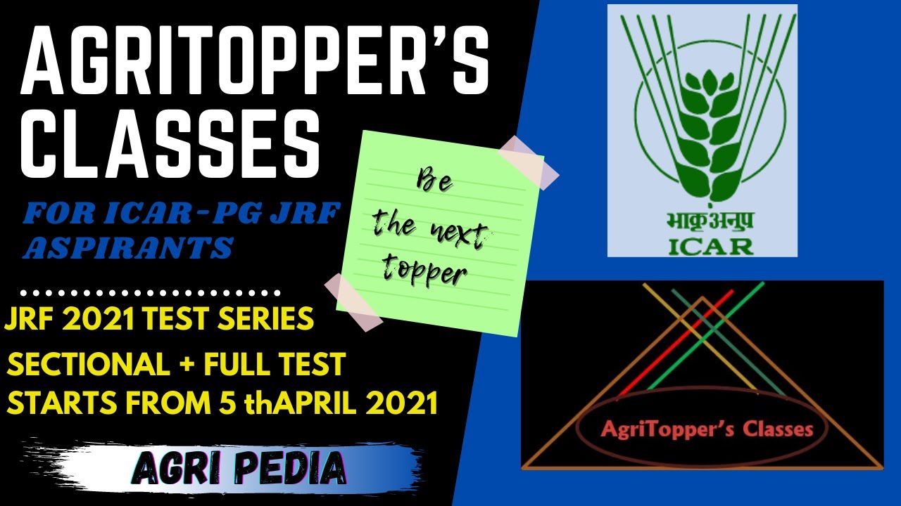 AGRI TOPPERS | ICAR JRF 2021 ONLINE TEST SERIES | ENGLISH | AGRI PEDIA