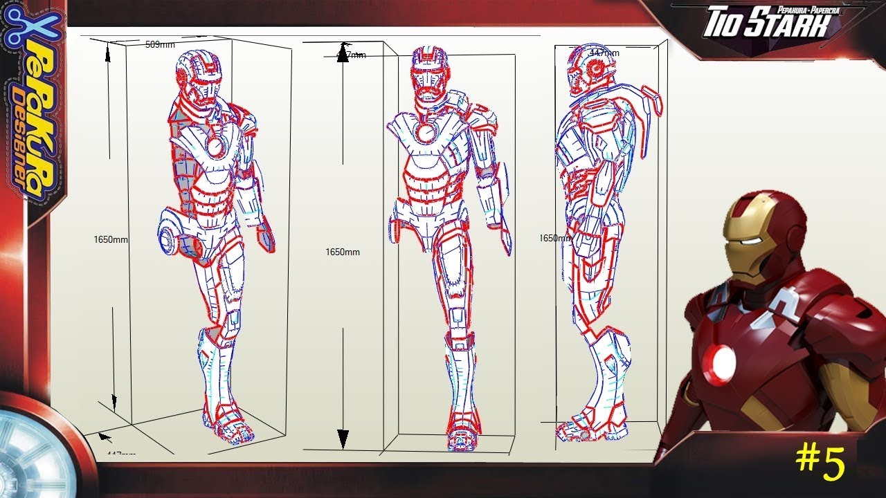 Escala para armadura iron man pepakura / #5 Pepakura Designer