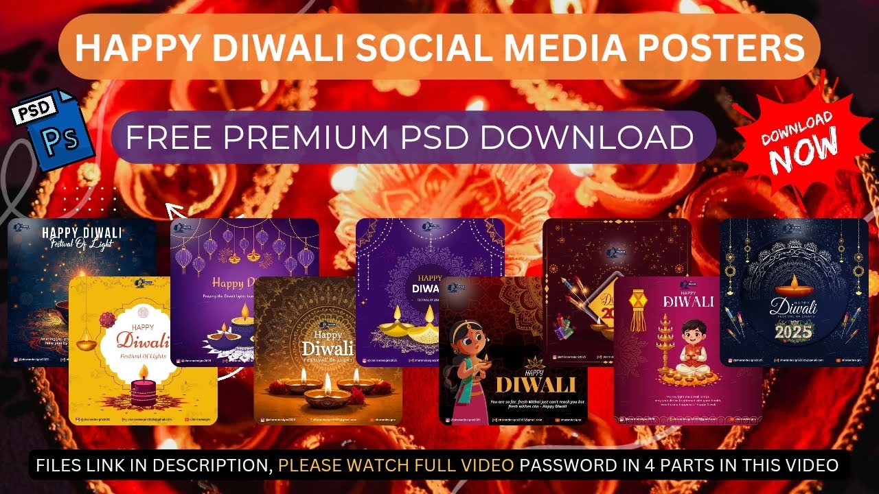 HAPPY DIWALI 2025 SPECIAL POSTER DESIGN | FREE PSD DOWNLOAD | CHARAN DESIGNS