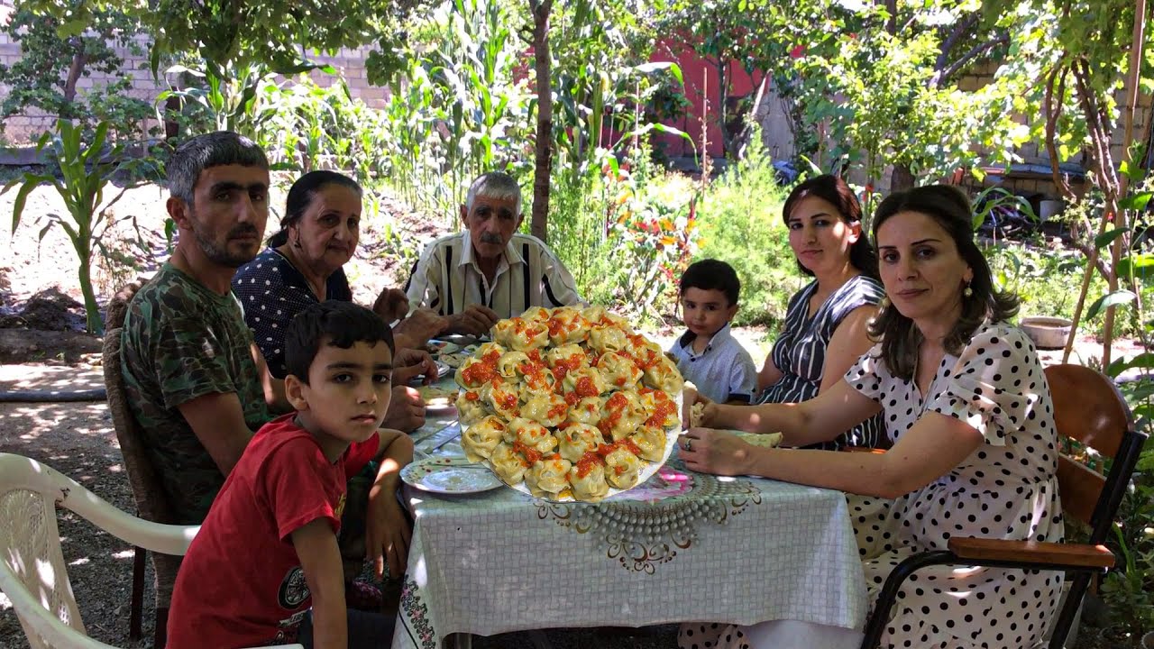 My father started harvesting potatoes. We made manti from fresh potatoes, a traditional Uzbek dish.