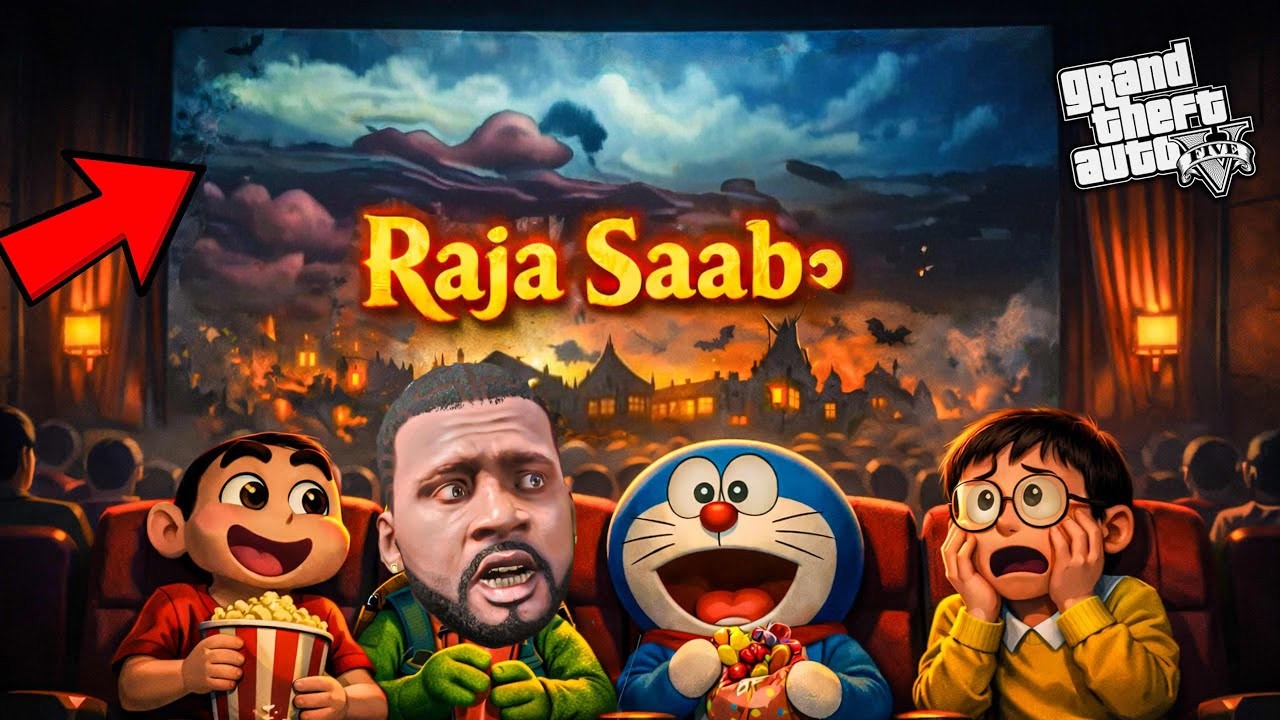 GTA 5 Telugu: Shinchan,Franklin,Doraemon & Nobita Watching ‘Raja Saab’ Movie in Roblox GTA V Style🎬👻