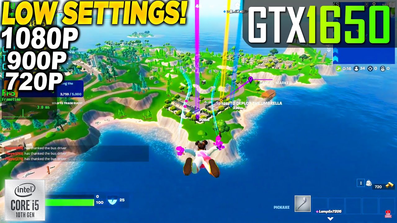 Fortnite Reload GTX 1650 + İ5 10400F - 1080p 900p 720p Low, Performance Mode,