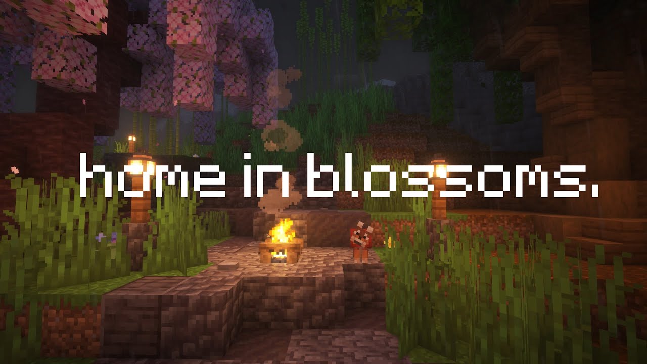 twilight sakura (minecraft rain & dog under blossoms)