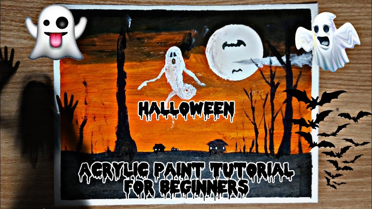 Halloween painting tutorial easy 2024 | Easy Halloween Acrylic painting tutorial