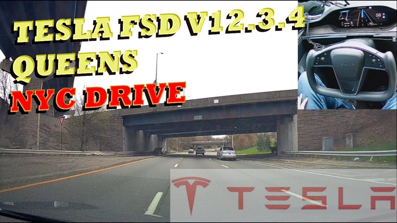Tesla FSD V12.3.4 Drive in Queens NYC.