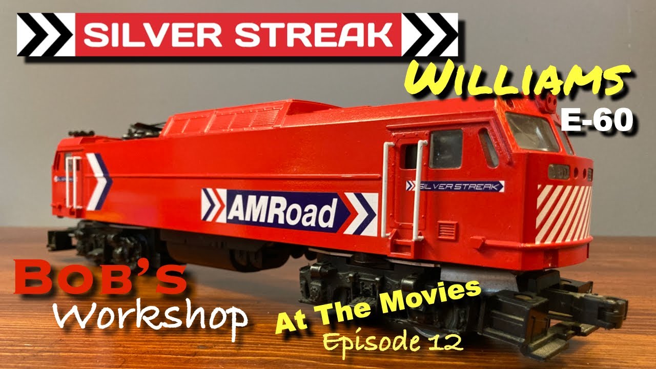 WIlliams E-60 Silver Streak with custom paint and decals for AMROAD. O gauge scale Gene Wilder