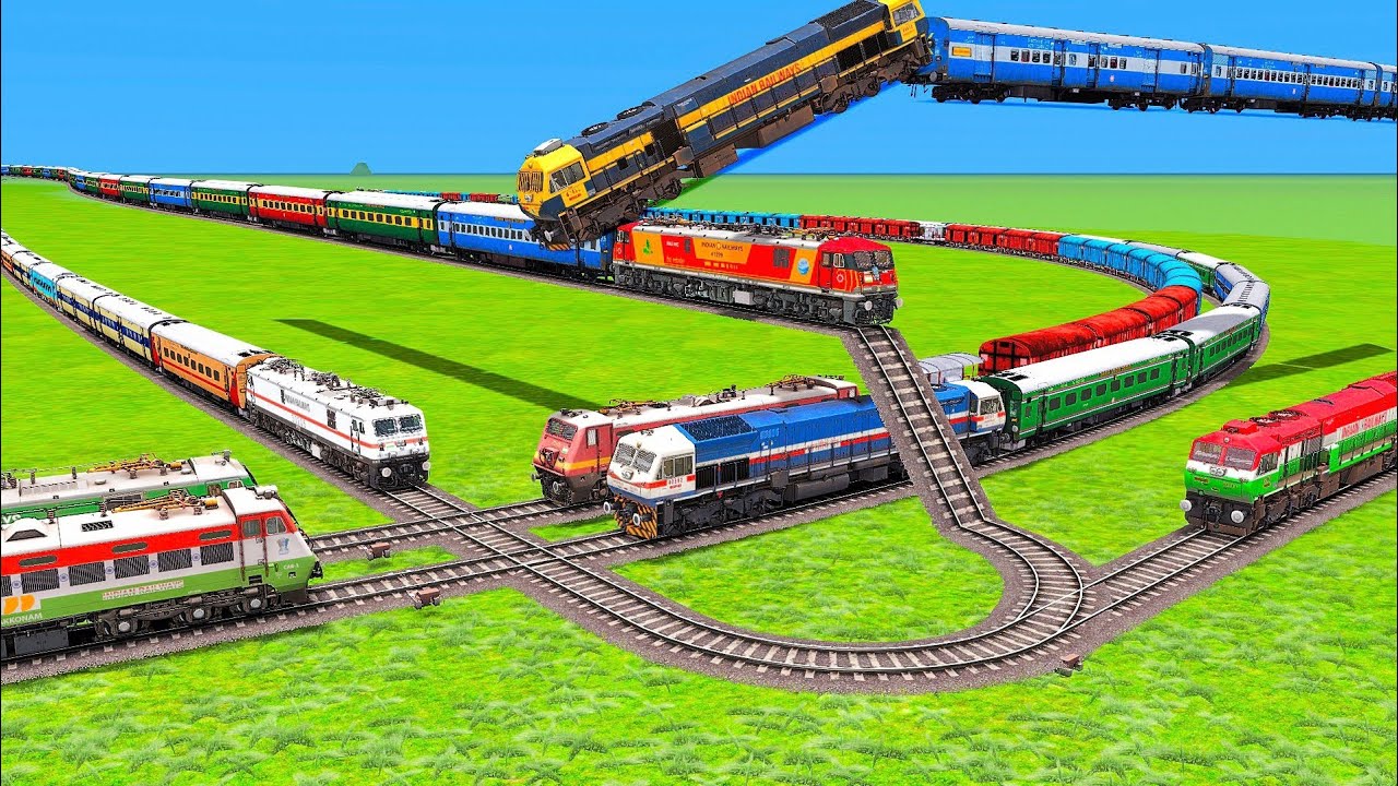 BUMPY CROSSING AND CURVE TUNNEL CROSSING OF EIGHT TRAINS WITH WDG4 OR ICF COACHES |Train Simulator|
