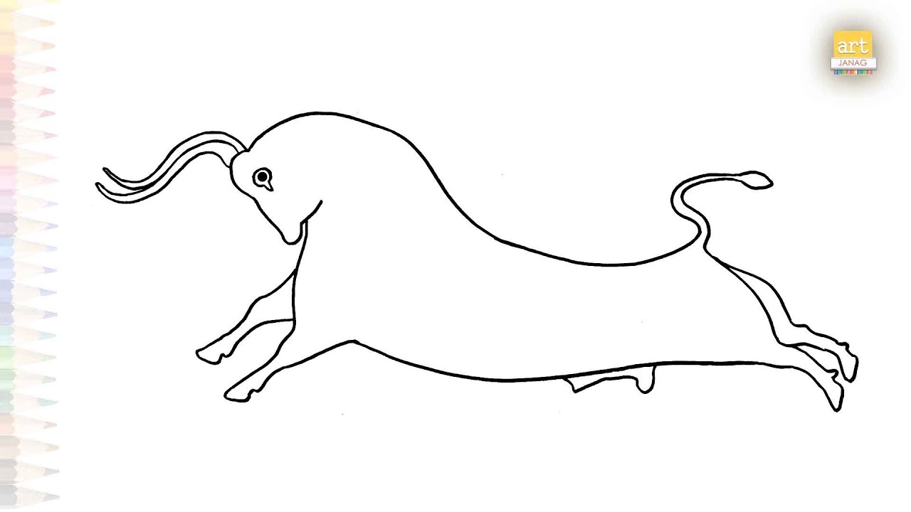 Cretan Bull drawings easy | Outline drawings | How to draw Cretan Bull step by step | #artjanag