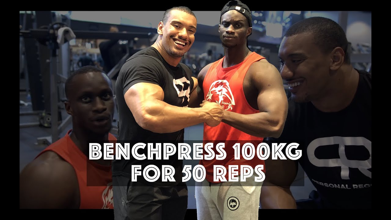 50 reps 100 KG Benchpress avec Larry Wheels