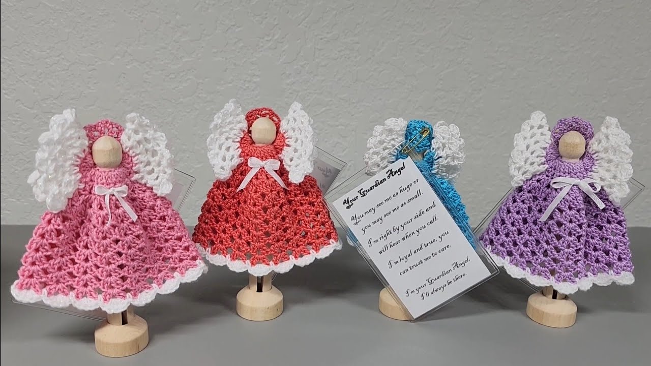Clothespin Guardian Angel #1/ Crochet Guardian Angel with Poem/Perfect Gift for Family and Friends