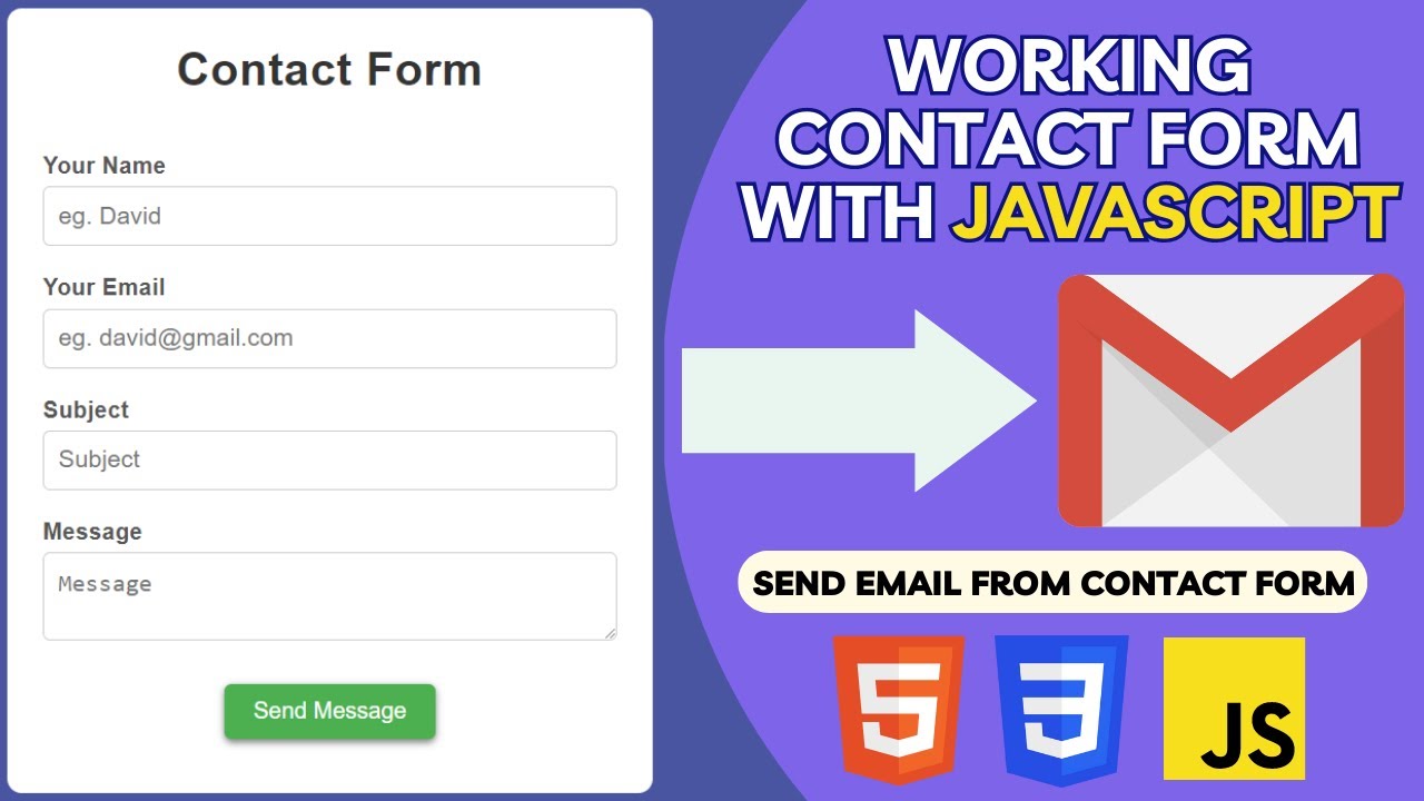 Working Contact Form With JavaScript | Send Email From Contact Form Using JavaScript With EmailJS