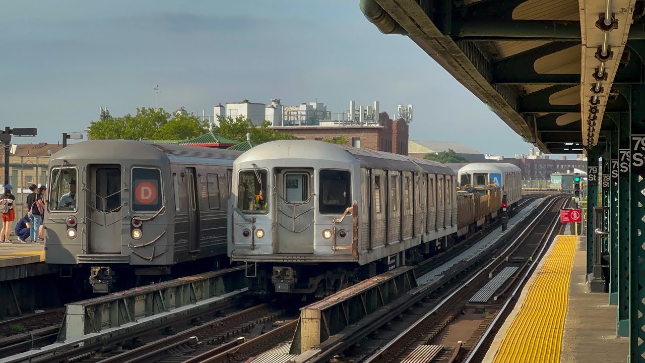BMT West End Line| (D) Lcl & (N) Exp Train Action + R42 Garbage & Work Trains @ 79 Street
