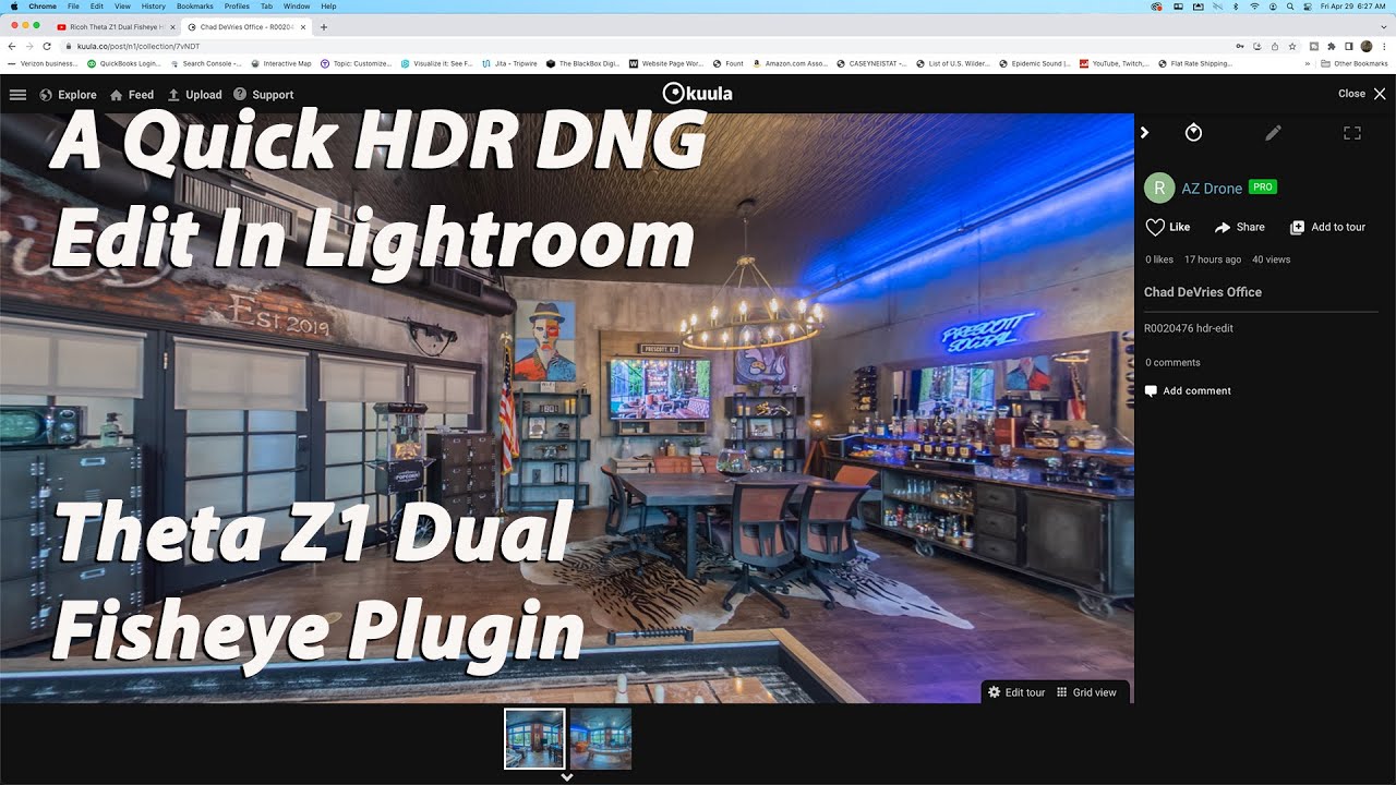 Ricoh Theta Z1 Dual Fisheye HDR DNG Edit - Adobe Lightroom 2022 Tutorial