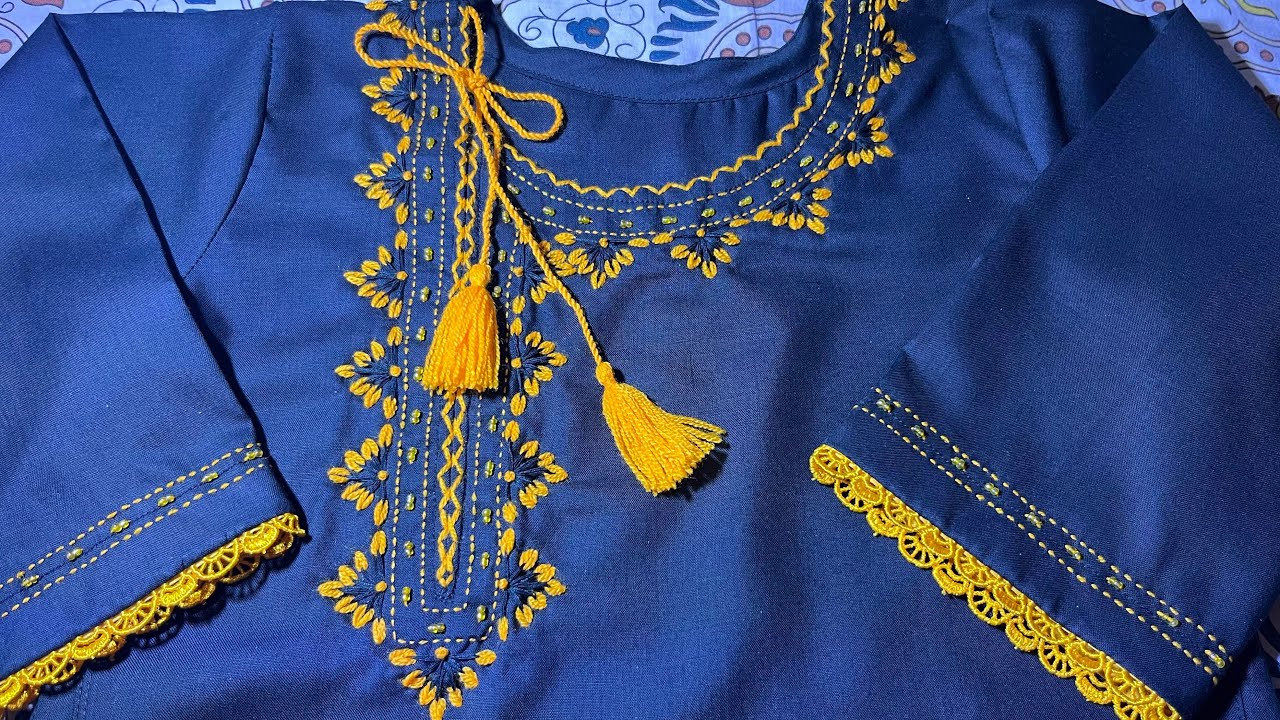 Baby kurti hand embroidery design 