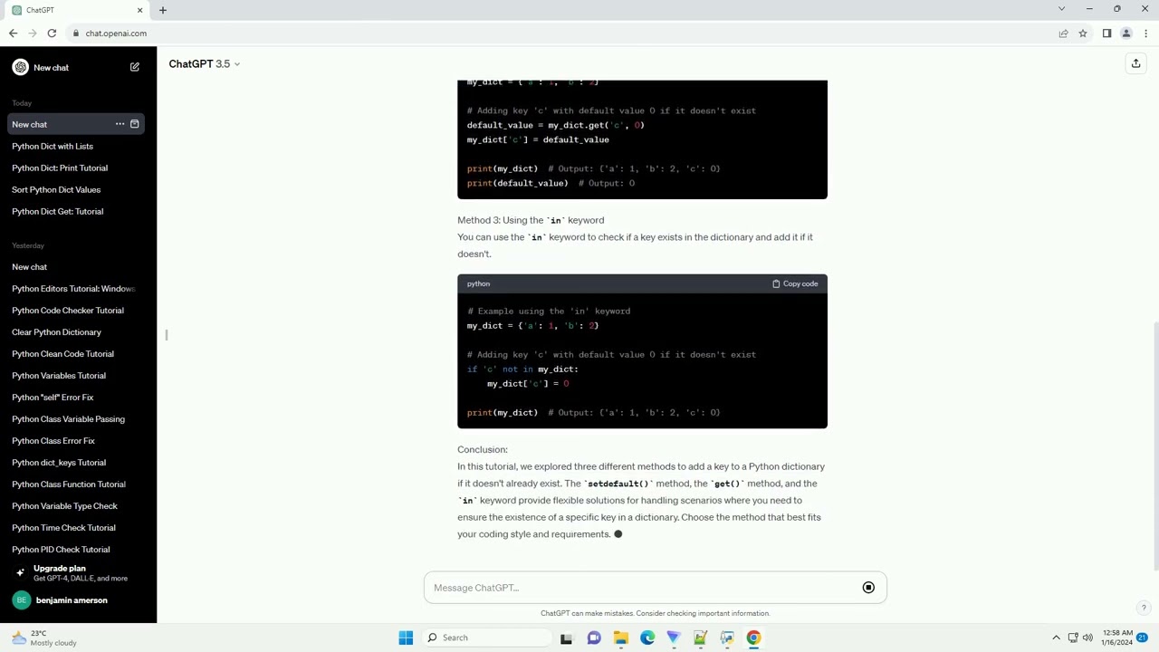 python dictionary add key if not exists