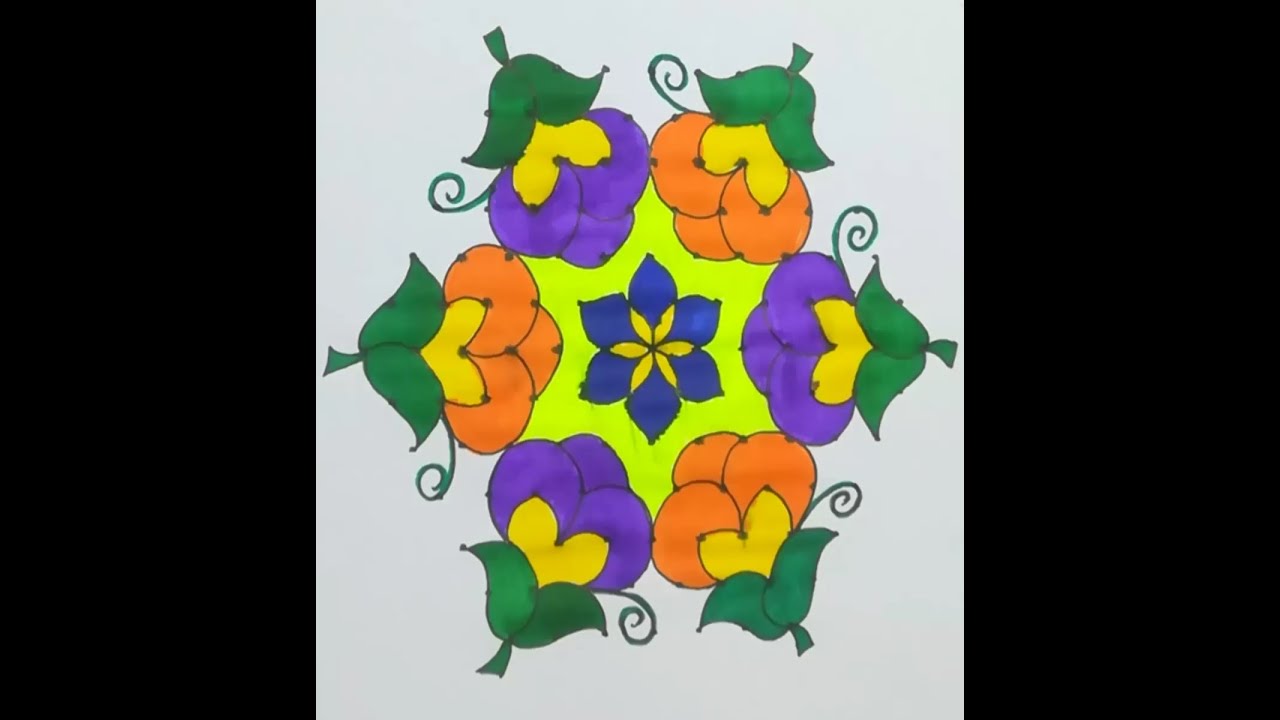 Easy flower rangoli kolam design /dots 13*7 #easyrangoli #rangoli #kolams #mugulu #easykolam