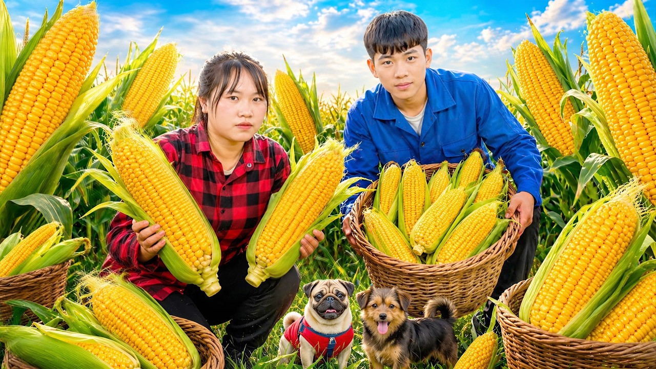 Phuc and Sua Harvest Fresh Corn to Sell at the Market and Work Hard to Finish Their New House