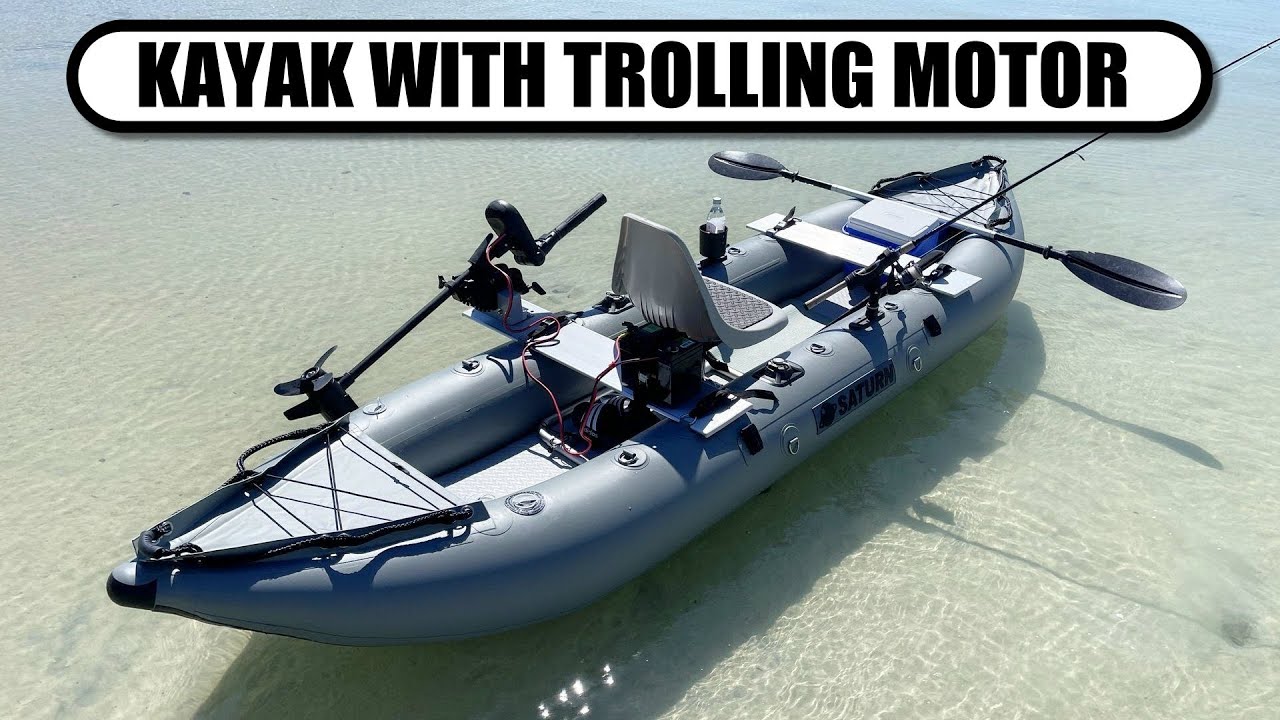 Saturn Fishing Kayak FK396 set up with Electric Trolling Motor.