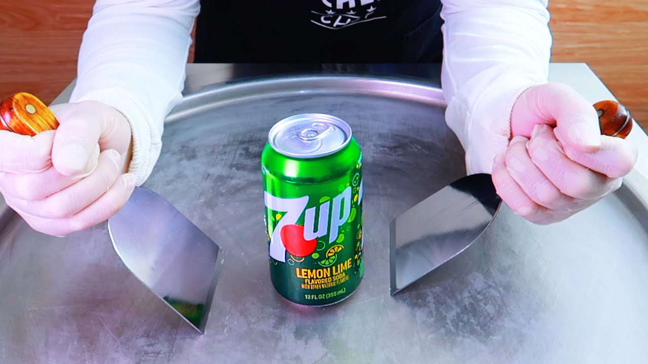 7UP lime ice cream rolls street food - ايس كريم رول سفن أب