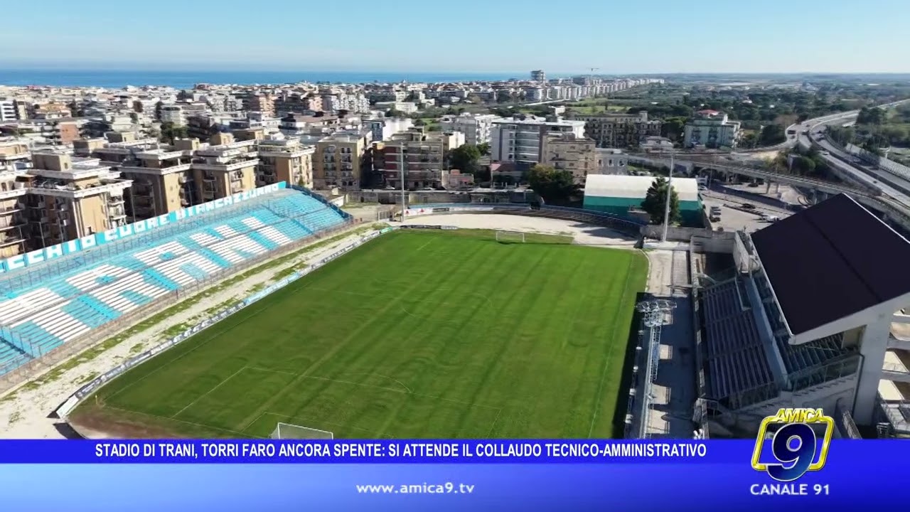 Stadio di Trani, torri faro ancora spente: si attende il collaudo tecnico-amministrativo