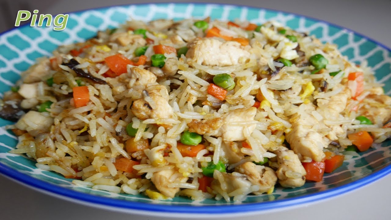 gebratener Reis mit Hühnchen und Gemüse/Asiatisch kochen
