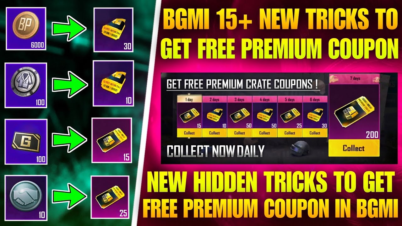 Hidden Trick 😍 Get Free 200+ PREMIUM CRATE COUPON | How To Get Free Premium Crate Coupon In Bgmi