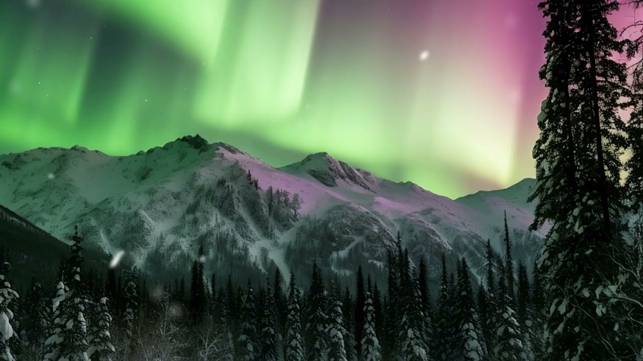 Peaceful piano music with mountains and northern lights great for sleep,study,or relaxing 