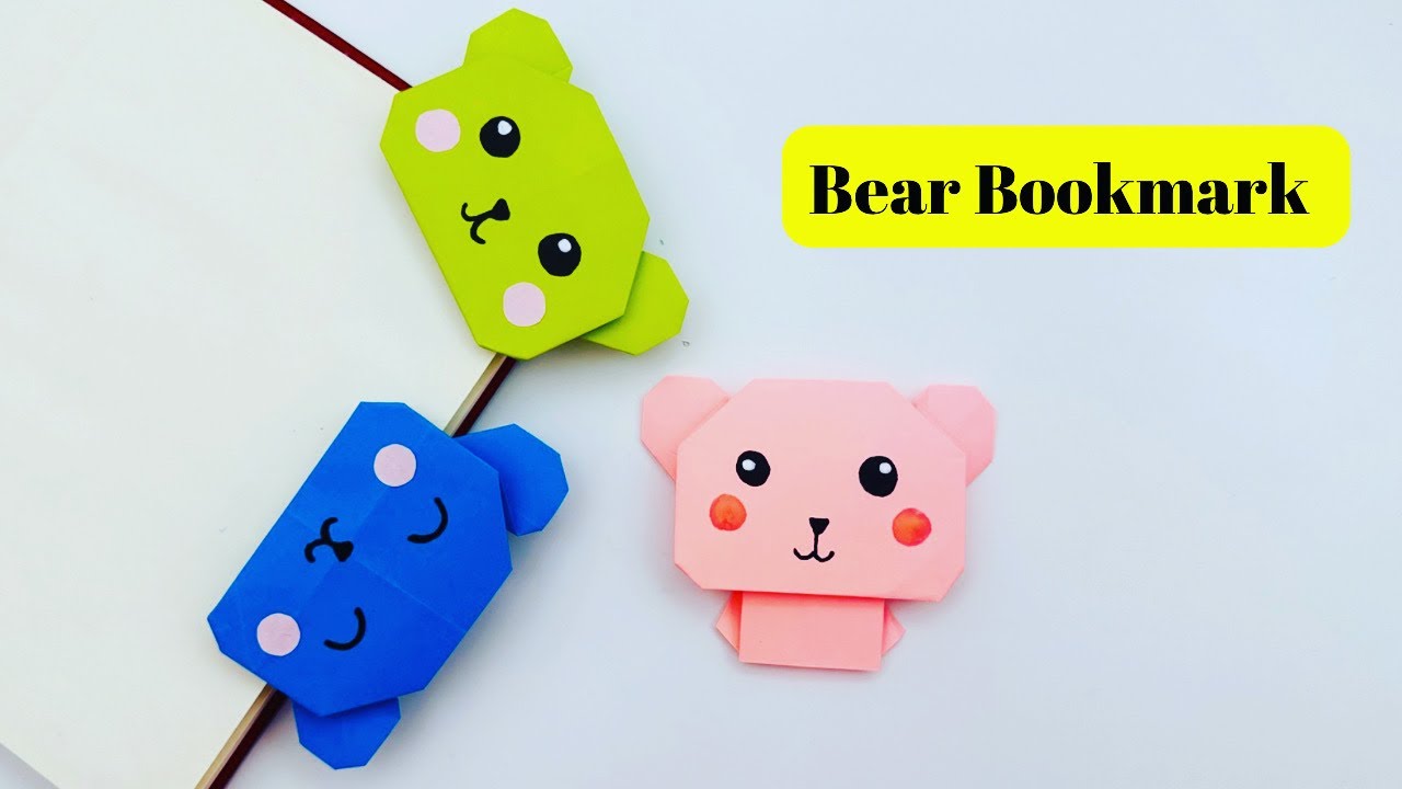 DIY Paper BEAR Corner Bookmark!!! Paper Crafts For School / Origami Bear Bookmark / Paper Craft