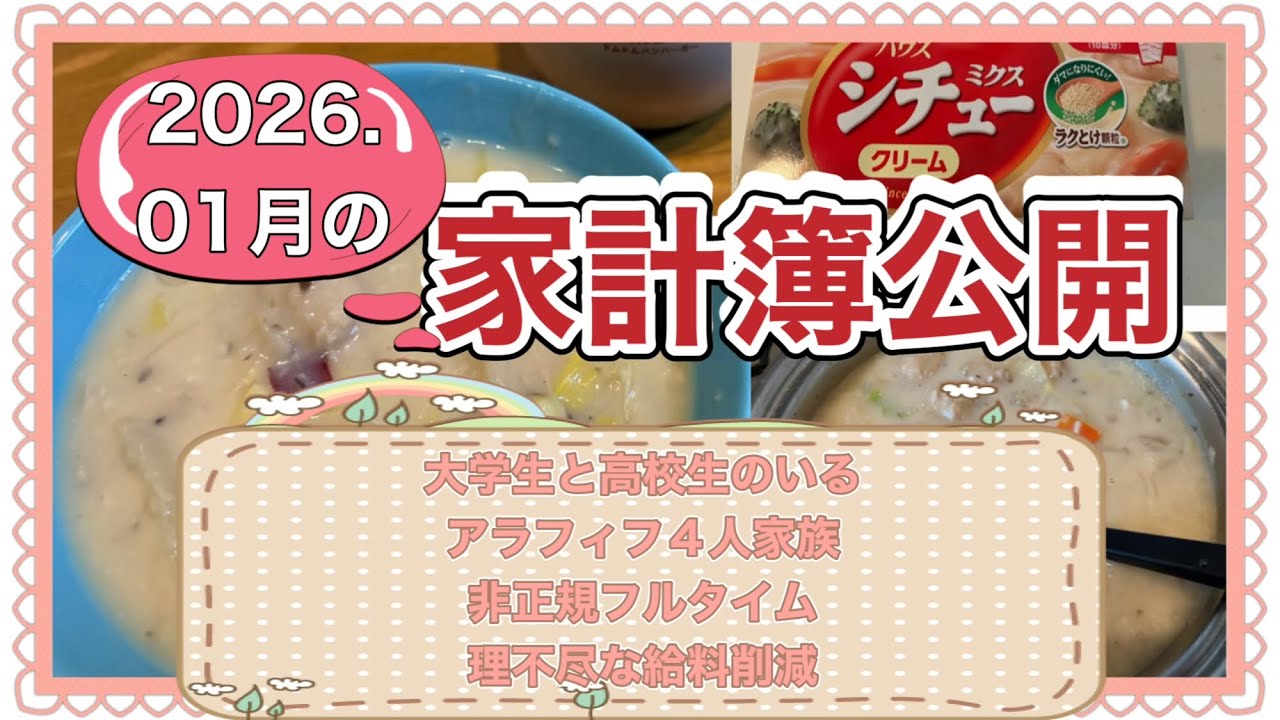 【1月の家計簿】給料激減/特別費/投資/アラフィフ4人家族