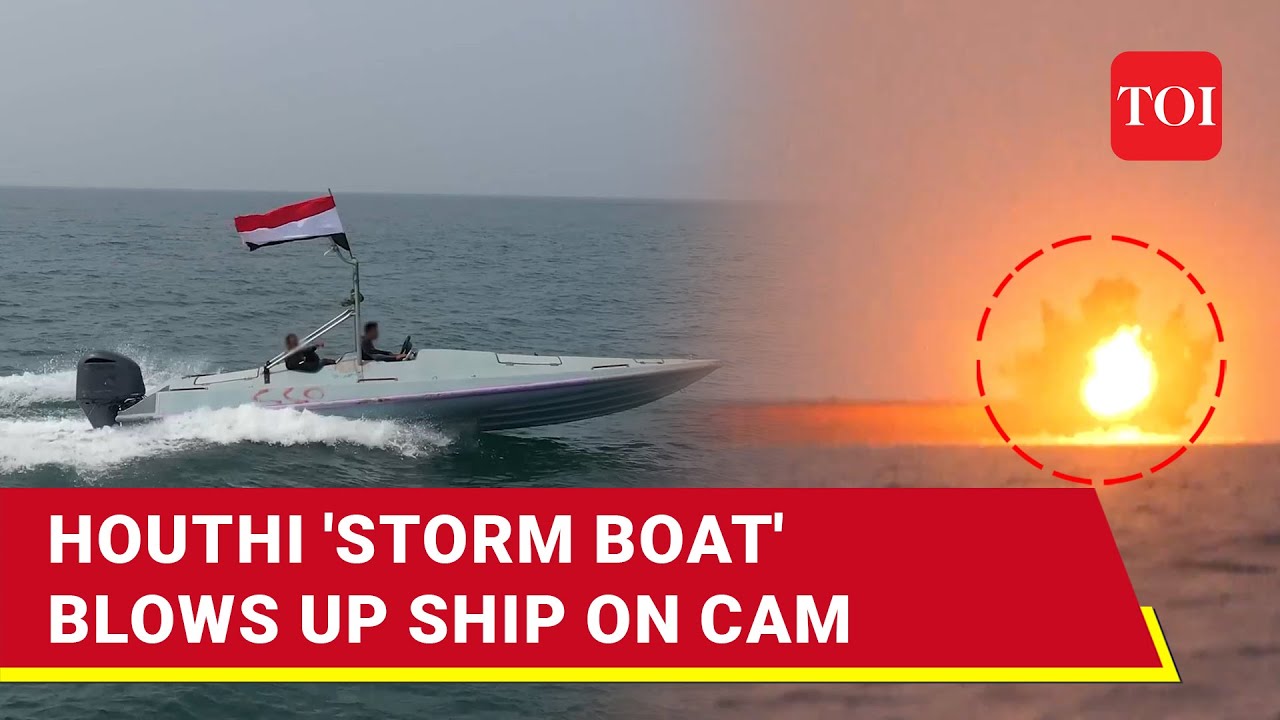 In A First, Houthis Release Dramatic Video Of 'Toofan' Vessel Bombarding & Burning Ship | Watch
