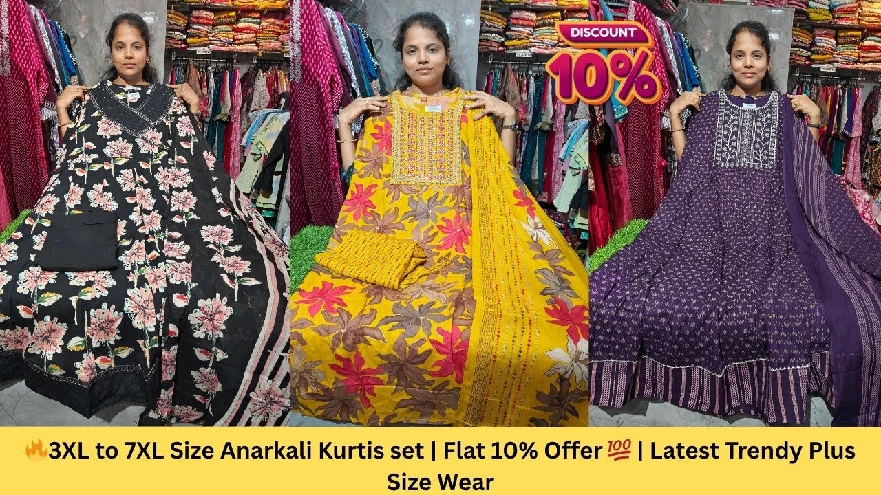 🔥3XL to 7XL Size Anarkali Kurtis set | Flat 10% Offer 💯 | Latest Trendy Plus Size