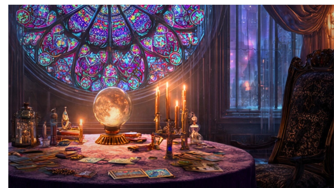 Tarot Reading Ambience 🔮 Crystal Ball & Candle Magic | Dark Academia Study & Relax