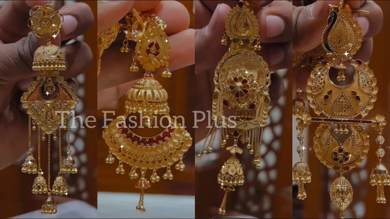 22k Gold Long Earring-jhumka Designs with Weight and Price 