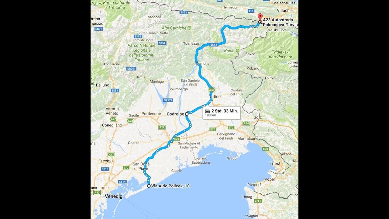 Autoroute Europa - Italia - von Jesolo nach Österreich