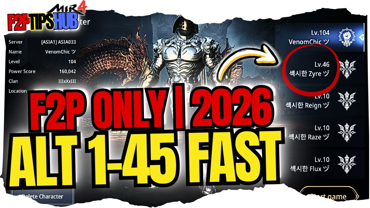 MIR4 ALT LEVELING GUIDE 2026 | Level 1&ndash;45 FAST (Summon Prep + Checkpoints) | F2P