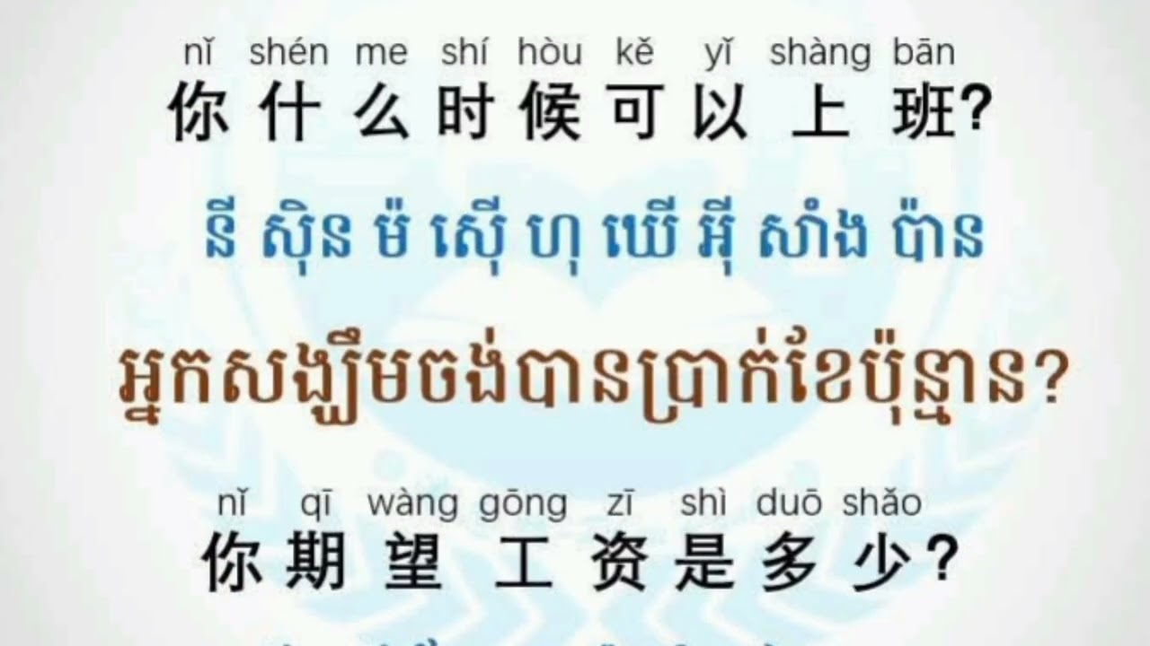 រៀនចិន ប្រយោគសំខាន់ៗប្រើប្រចាំថ្ងៃ learn Chinese #学习中文 #chineselanguage 