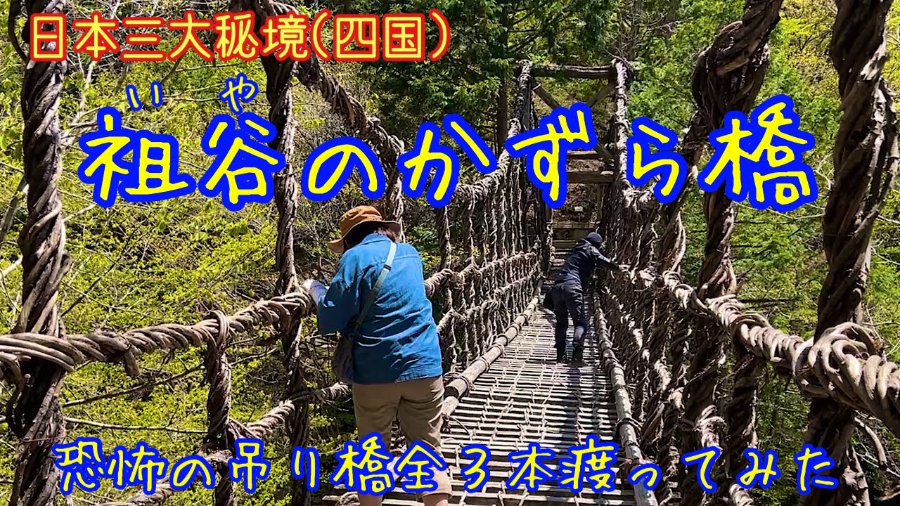 【日本三大秘境(四国)】恐怖！祖谷のかずら橋を3本制覇してみた [Iya Kazurabashi Bridge] Awesome Handmade Bridge in Tokushima Japan